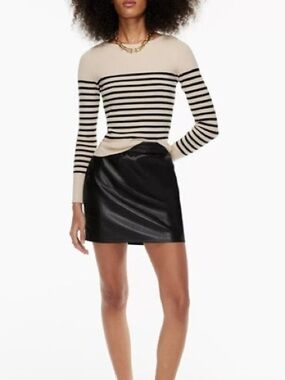 BLOW OUT SALE! Babaton Black Faux Leather Mini Skirt with Elastic Waist